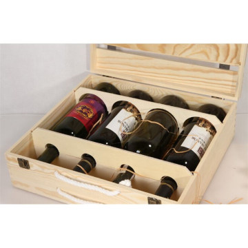 Top Quality Natural Pine Wood Wine Box for Four Bottles